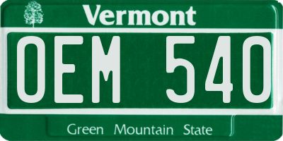 VT license plate OEM540