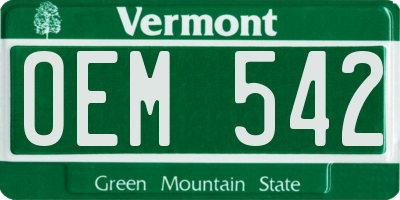 VT license plate OEM542