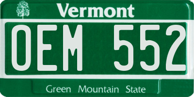 VT license plate OEM552