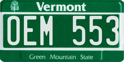 VT license plate OEM553