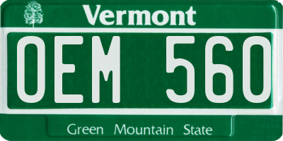 VT license plate OEM560