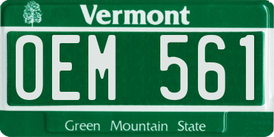 VT license plate OEM561