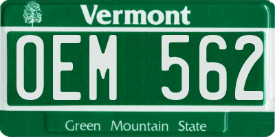 VT license plate OEM562