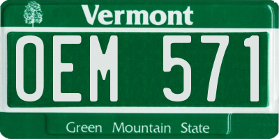 VT license plate OEM571