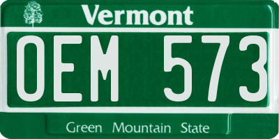 VT license plate OEM573