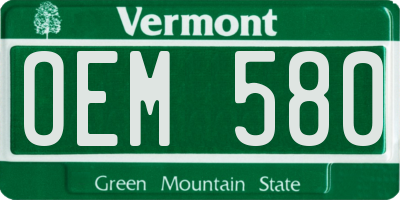 VT license plate OEM580