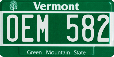 VT license plate OEM582