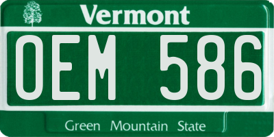 VT license plate OEM586