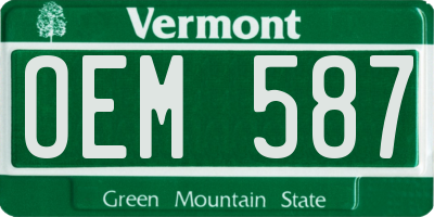 VT license plate OEM587