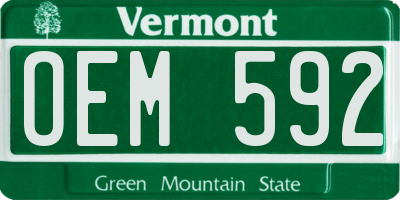 VT license plate OEM592