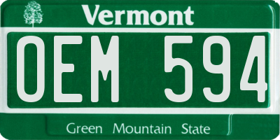 VT license plate OEM594