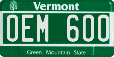 VT license plate OEM600