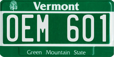 VT license plate OEM601