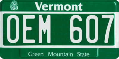 VT license plate OEM607