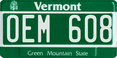 VT license plate OEM608