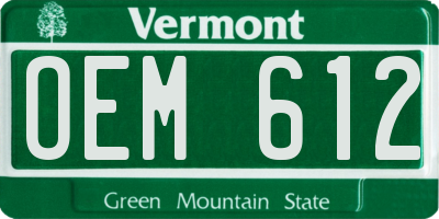 VT license plate OEM612