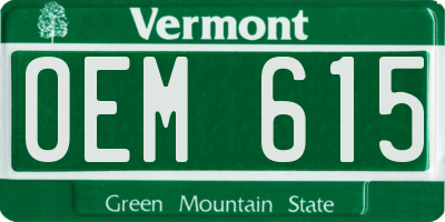 VT license plate OEM615