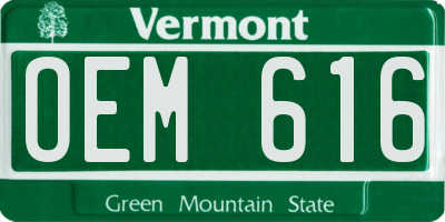 VT license plate OEM616