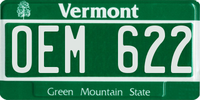 VT license plate OEM622