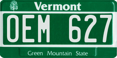 VT license plate OEM627