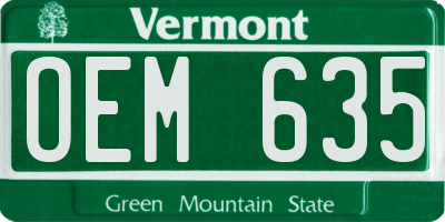 VT license plate OEM635
