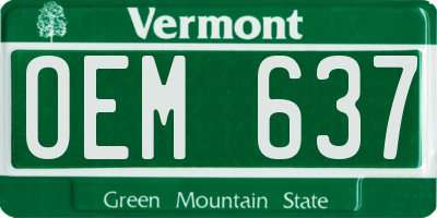 VT license plate OEM637