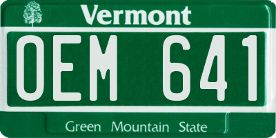 VT license plate OEM641