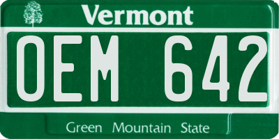 VT license plate OEM642