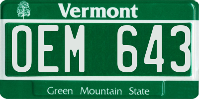 VT license plate OEM643