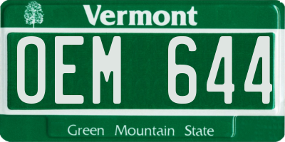 VT license plate OEM644