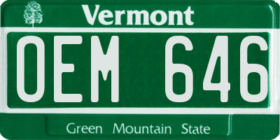VT license plate OEM646