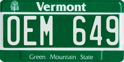 VT license plate OEM649