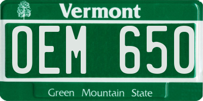 VT license plate OEM650