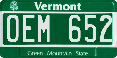 VT license plate OEM652