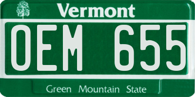VT license plate OEM655