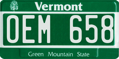 VT license plate OEM658