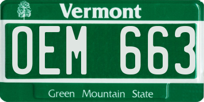 VT license plate OEM663