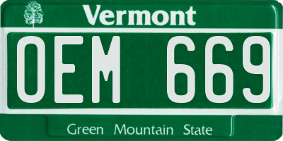 VT license plate OEM669