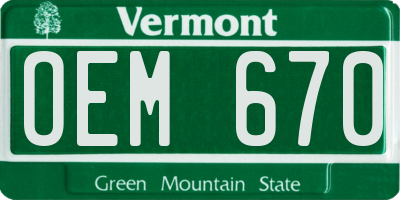 VT license plate OEM670