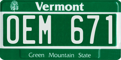 VT license plate OEM671