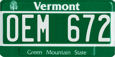 VT license plate OEM672