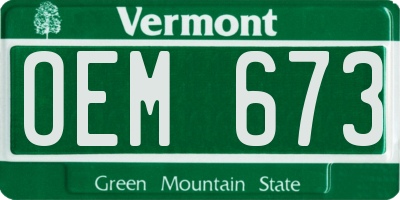 VT license plate OEM673