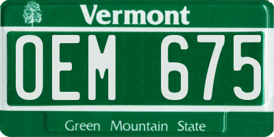 VT license plate OEM675