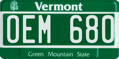 VT license plate OEM680