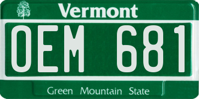 VT license plate OEM681
