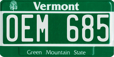 VT license plate OEM685