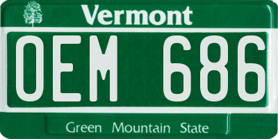 VT license plate OEM686