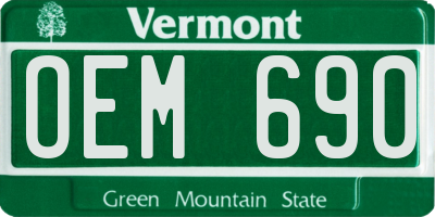 VT license plate OEM690