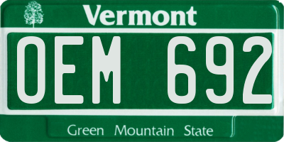 VT license plate OEM692