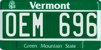 VT license plate OEM696